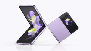 A Samsung z-flip in purple